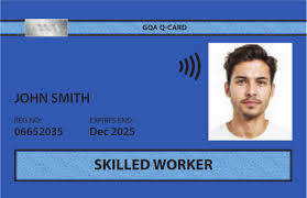Blue skilled worker construction card